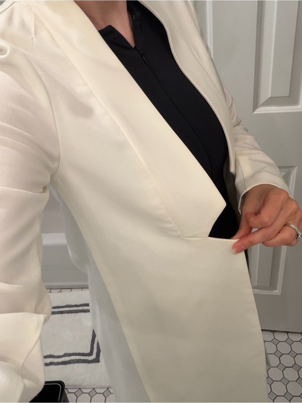 Women's Cream Longline Blazer - Elegant Open Front Jacket